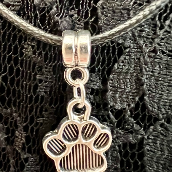 Dog & Butterly Symbolic Necklace with Dog’s Paw Print Pendant & Butterfly Charm - Picture 3 of 10